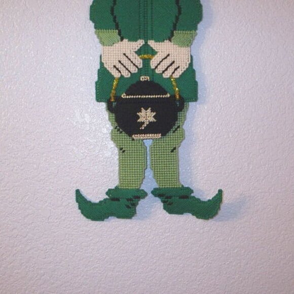 25" VTG Embroidered LEPRECHAUN With GOOGLY EYES Lucky IRISH St Patty's DECOR - Picture 5 of 8